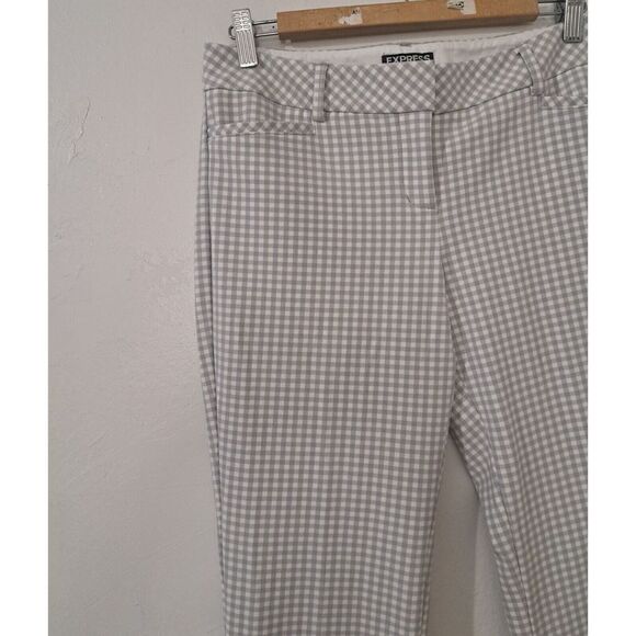 Express Womens Size 4 Columnist Trouser Pants Stretch Gray White Gingham Plaid - Picture 3 of 7